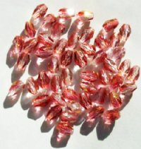 50 7x5mm Faceted Crystal Pink Gold Lustre Drop Beads